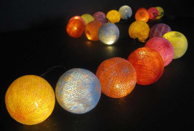 Bright Multi Colours 6cm ball fairy lights - 100 decor and bulbs - 10 metre string party lights